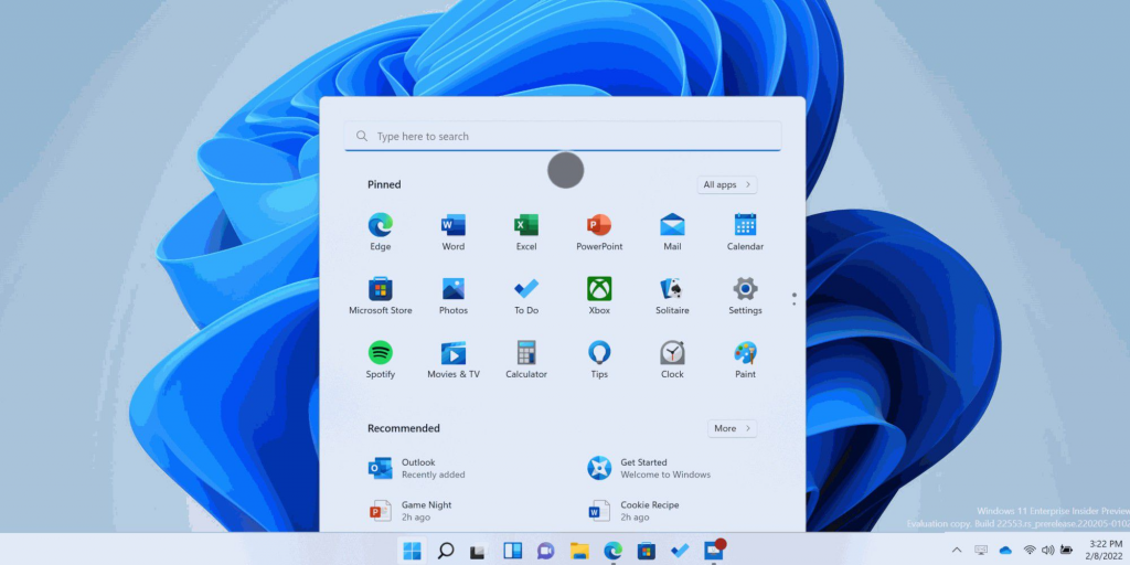 Interfaccia di Windows 11
