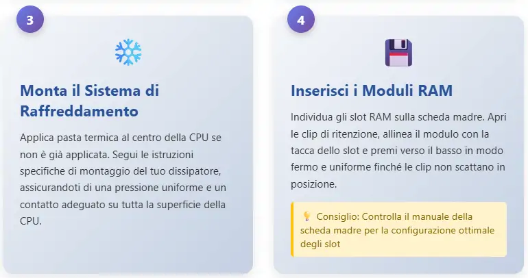 Assemblare un PC passaggi 3-4