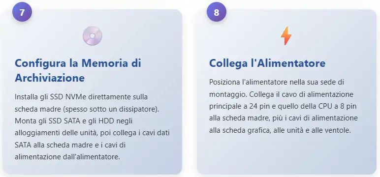 Assemblare un PC passaggi 7-8