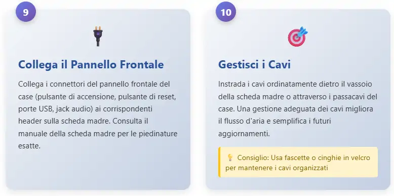 Assemblare un PC passaggi 9-10