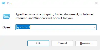 Step 1:sysdm.cpl