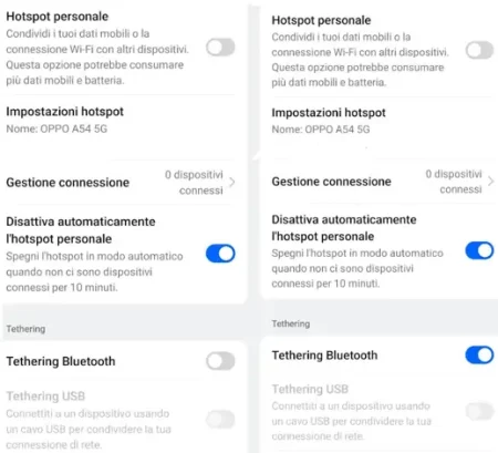 Attivare il tethering USB su andioid