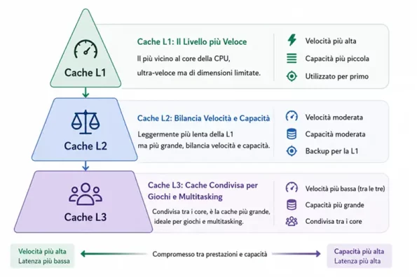 Gerarchia tra Velocità e Capacità della Cache CPU