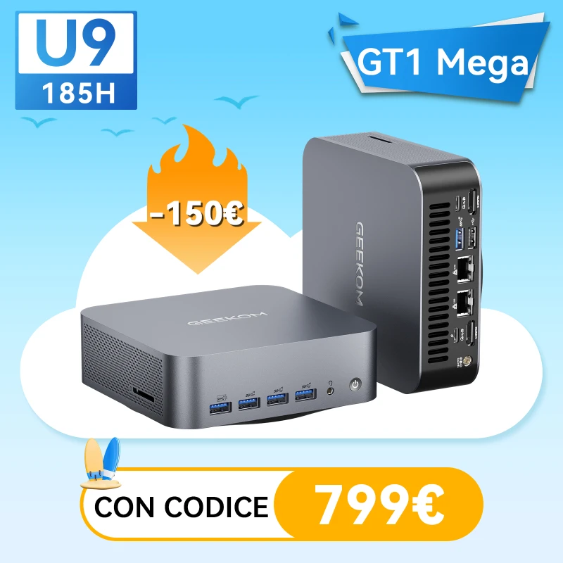 GEEKOM GT1 Mega Mini PC Intel Core Ultra 9/5 Potente AI PC