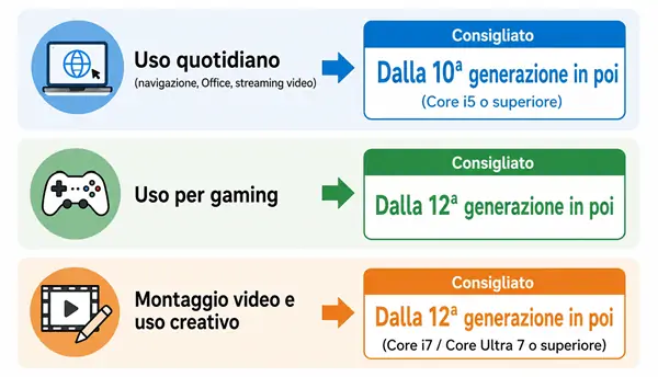 Serie di CPU Intel consigliate in base allo scenario di utilizzo